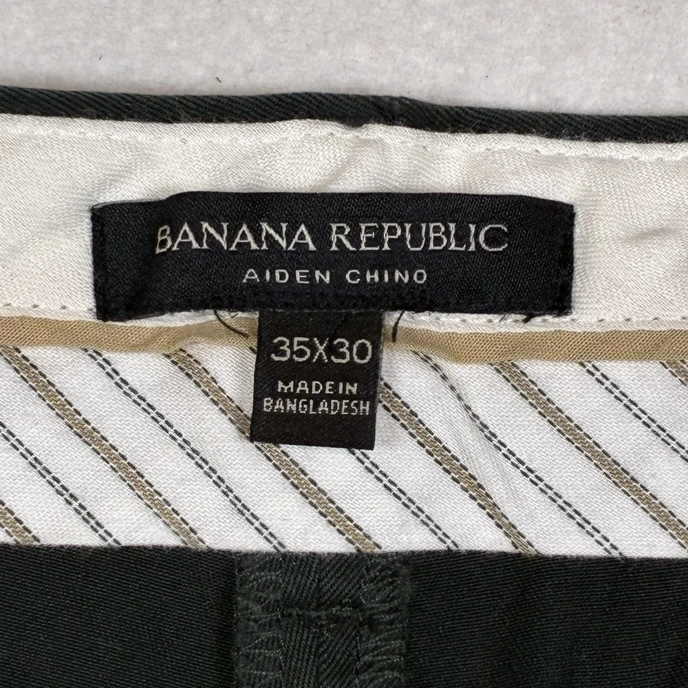 Banana Republic Aiden Chino Mens 36x29 Dark Forest Green Slim Preppy Stretch